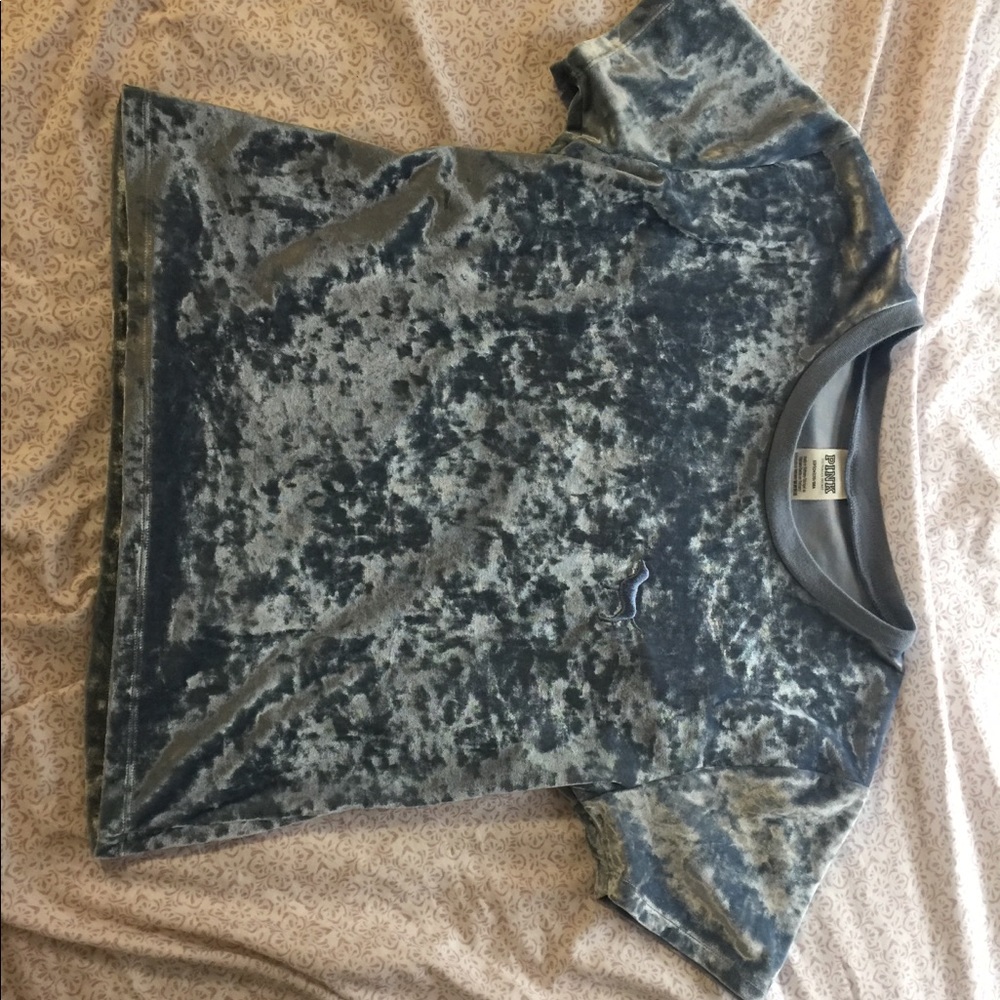 PINK blue velvet shirt Small